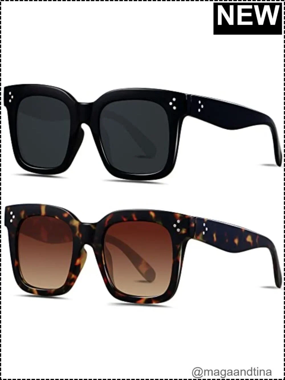 Oversized Square Sunglasses Women UV400 Plastic Frame